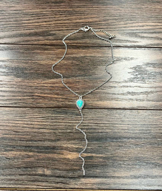 Drop Turquoise Lariat Necklace
