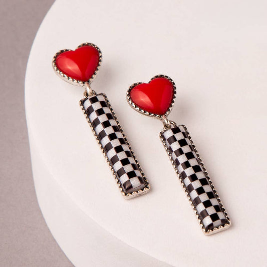 Heart Checkered Earrings