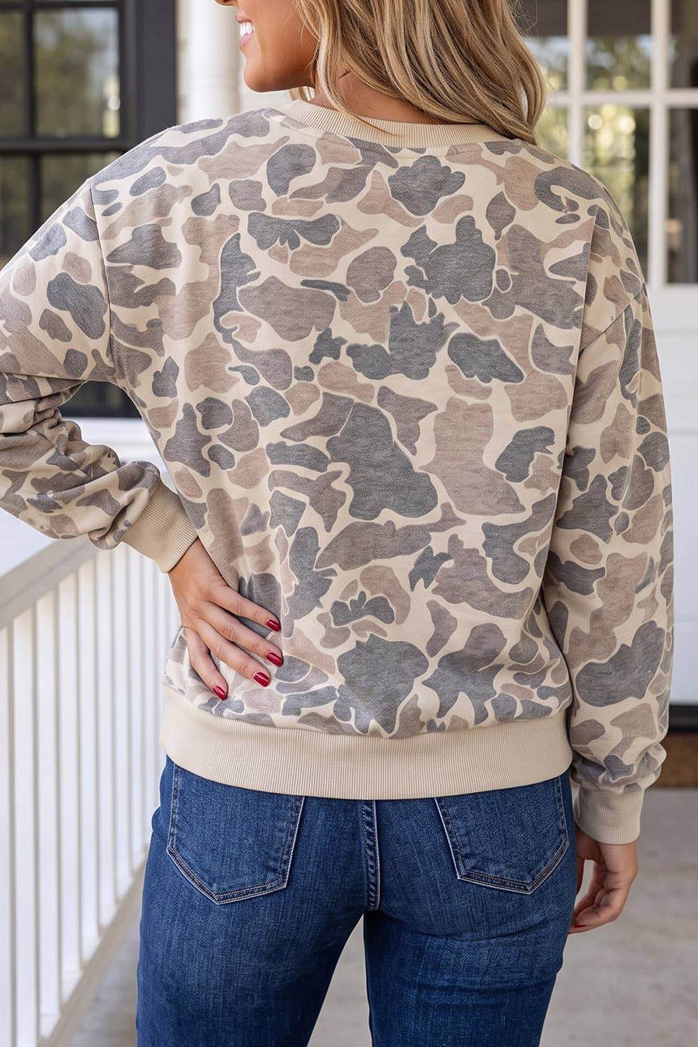 Camo Mock Neck Top
