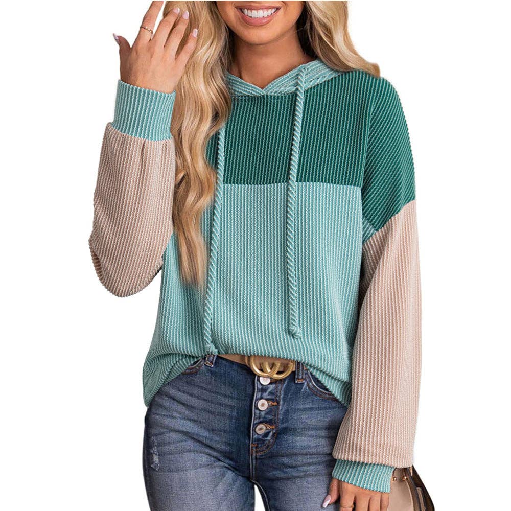Teal Love Spring Ribbed Hoodie