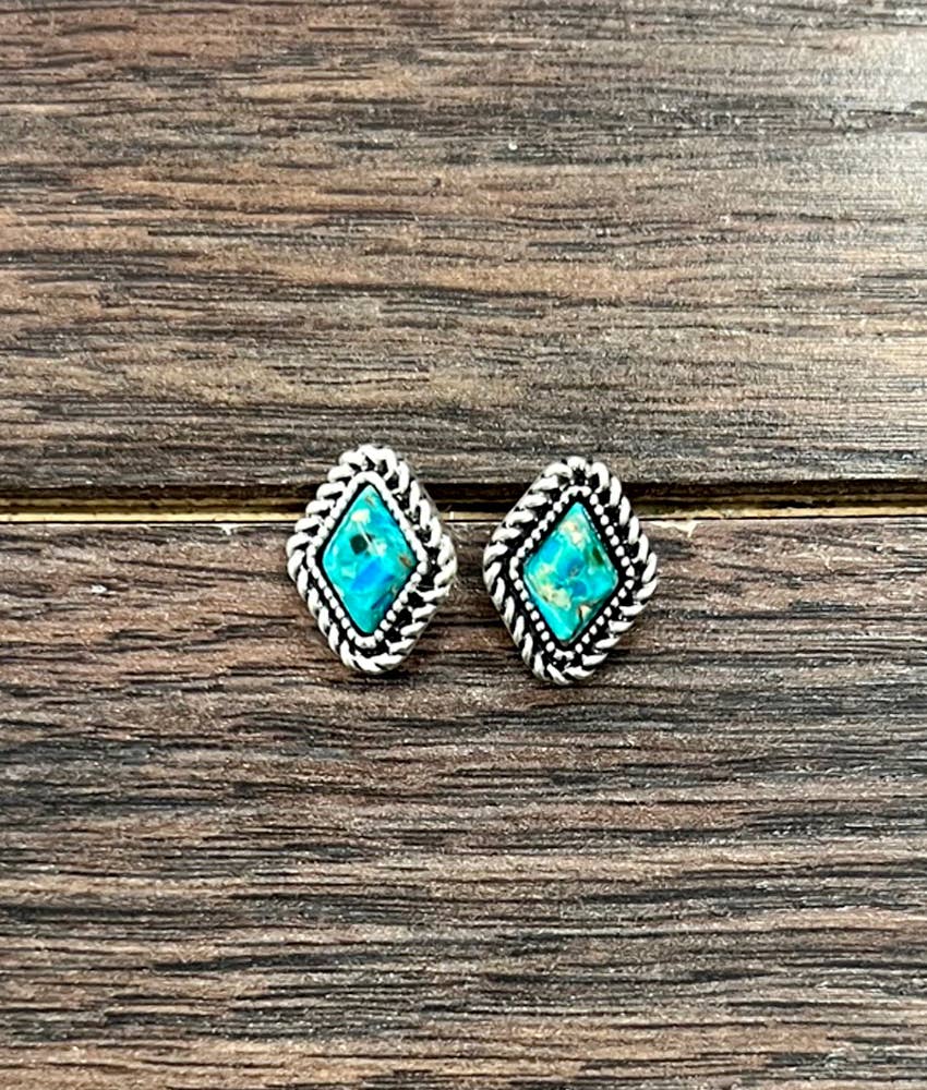 Diamond Shaped Turquoise Studs
