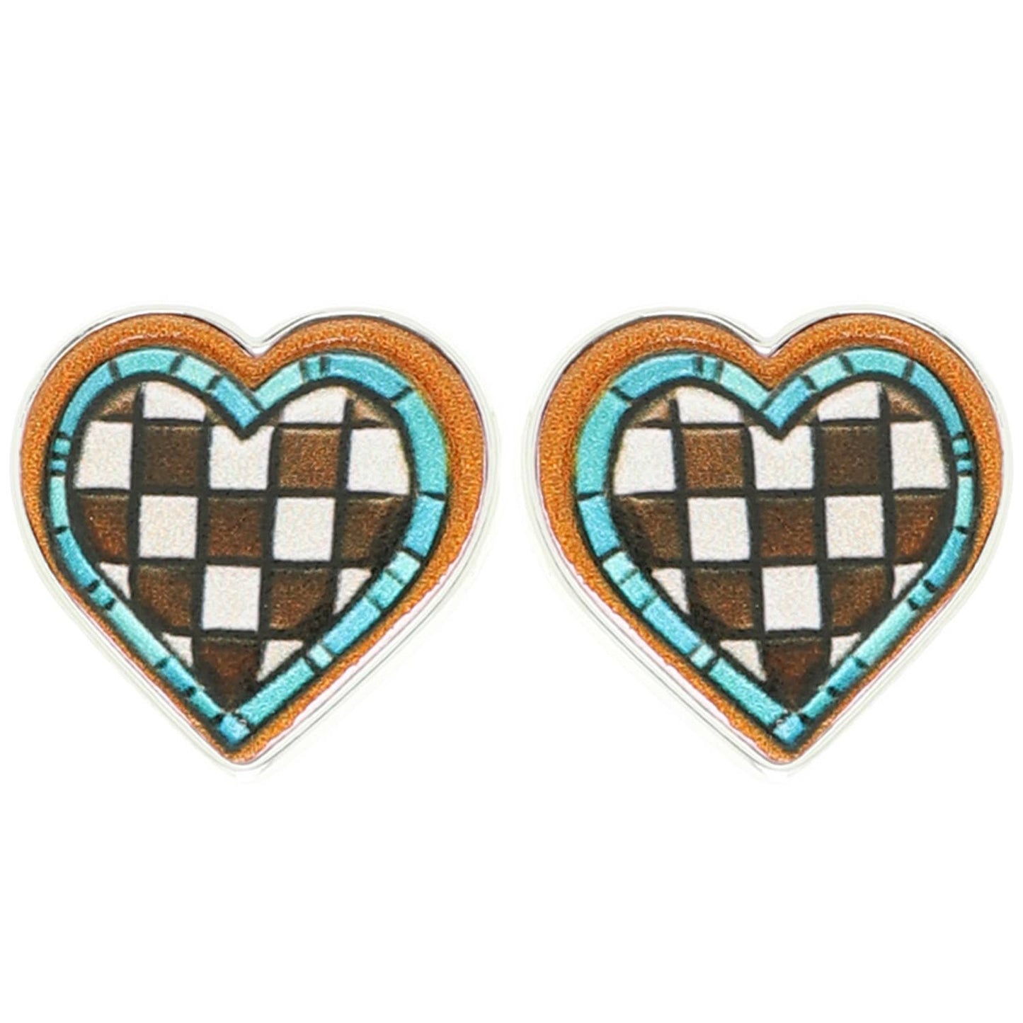 Checkered Flag Leather Earring