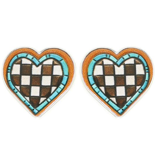 Checkered Flag Leather Earring