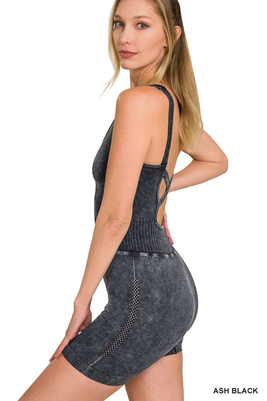 ACID WASHED SPORTS ROMPER