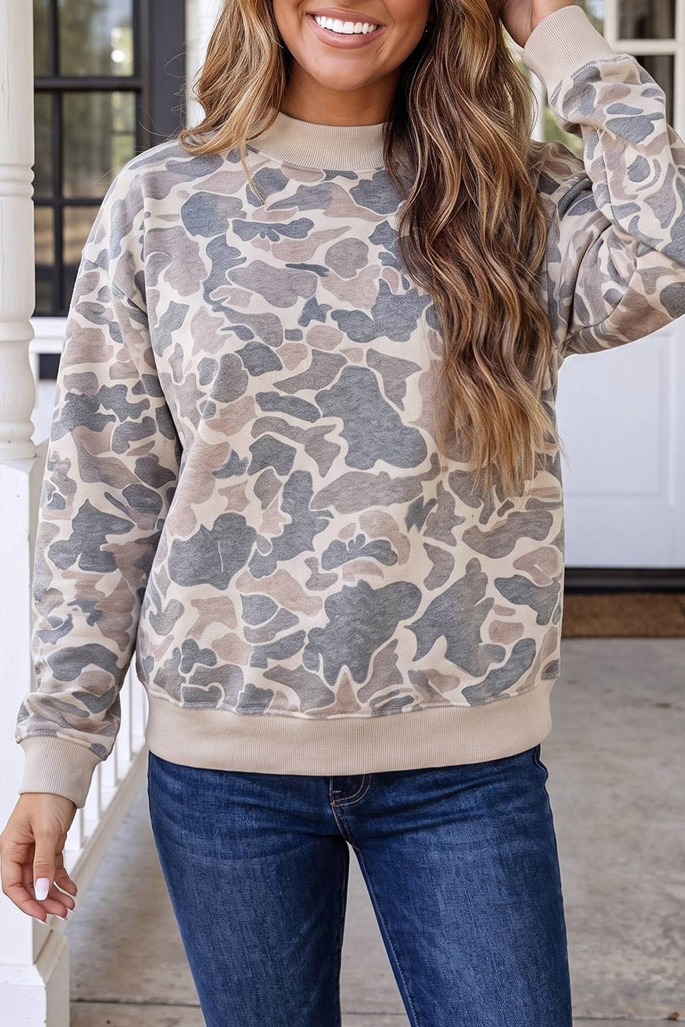 Camo Mock Neck Top