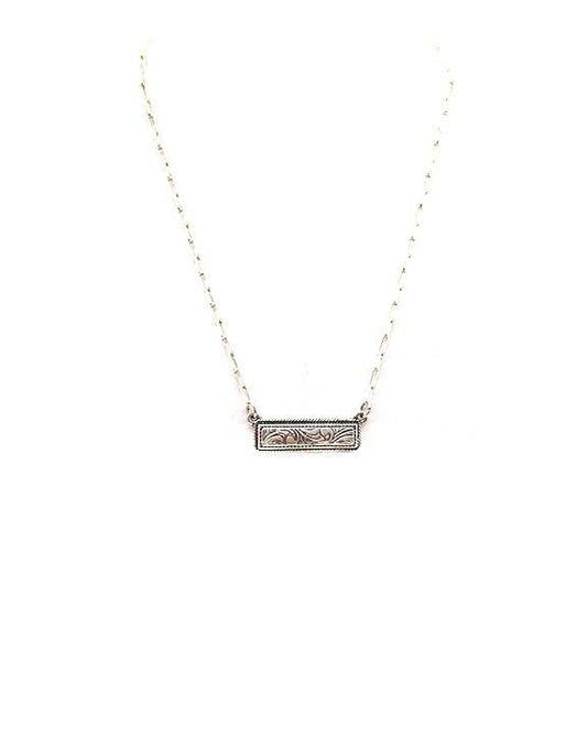 Western Scroll Dainty Bar Necklace