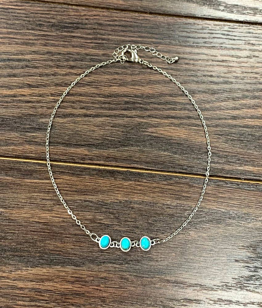 Sideway Oval Turquoise Necklace