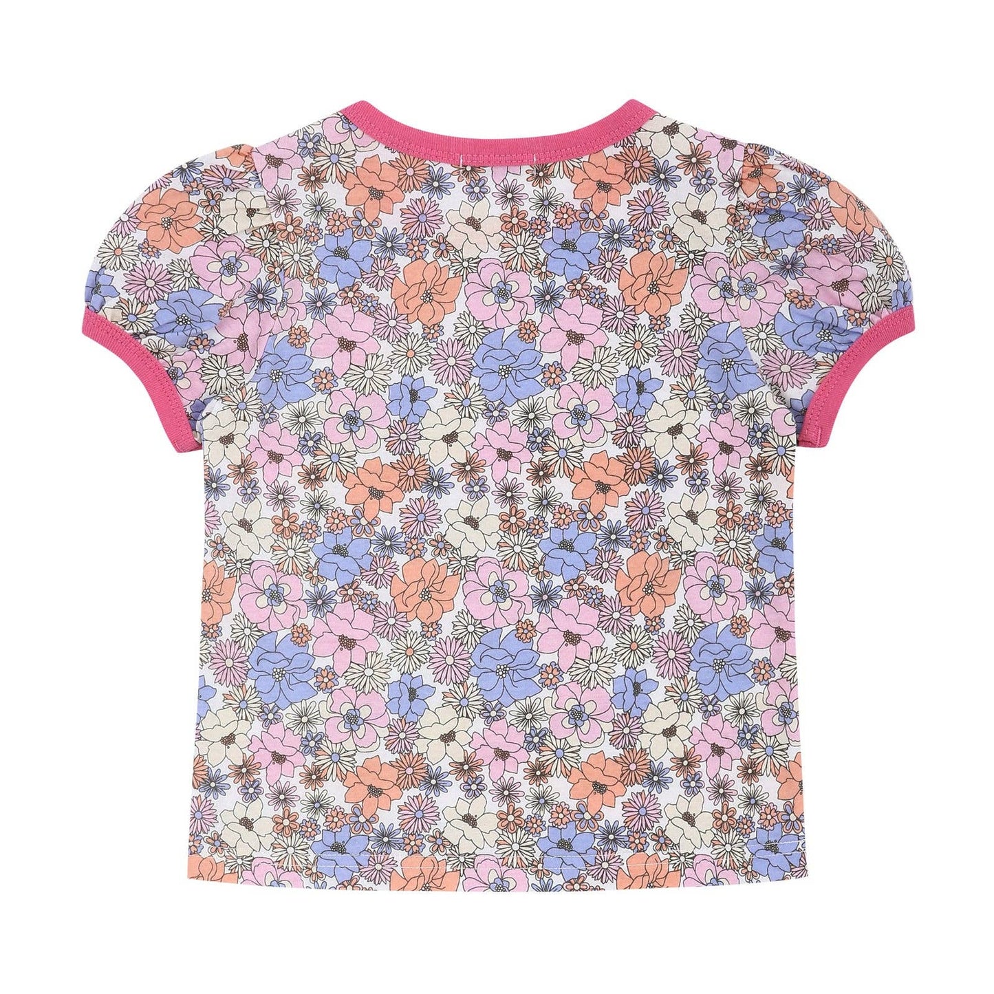 Floral All-Over Print Short Puff Sleeve T-Shirt