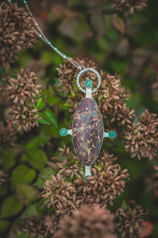 Aventurine & Maryland Basalt Cross Necklace