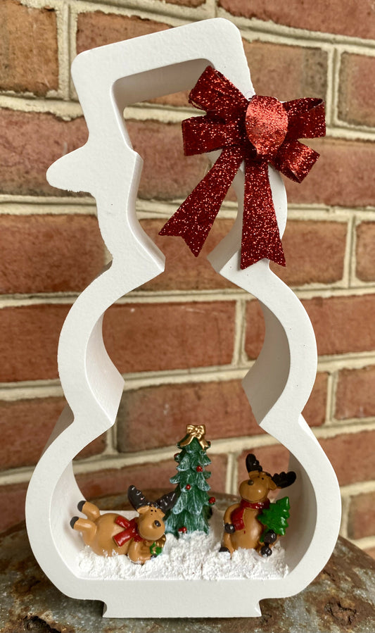Wooden Snowman Reindeer