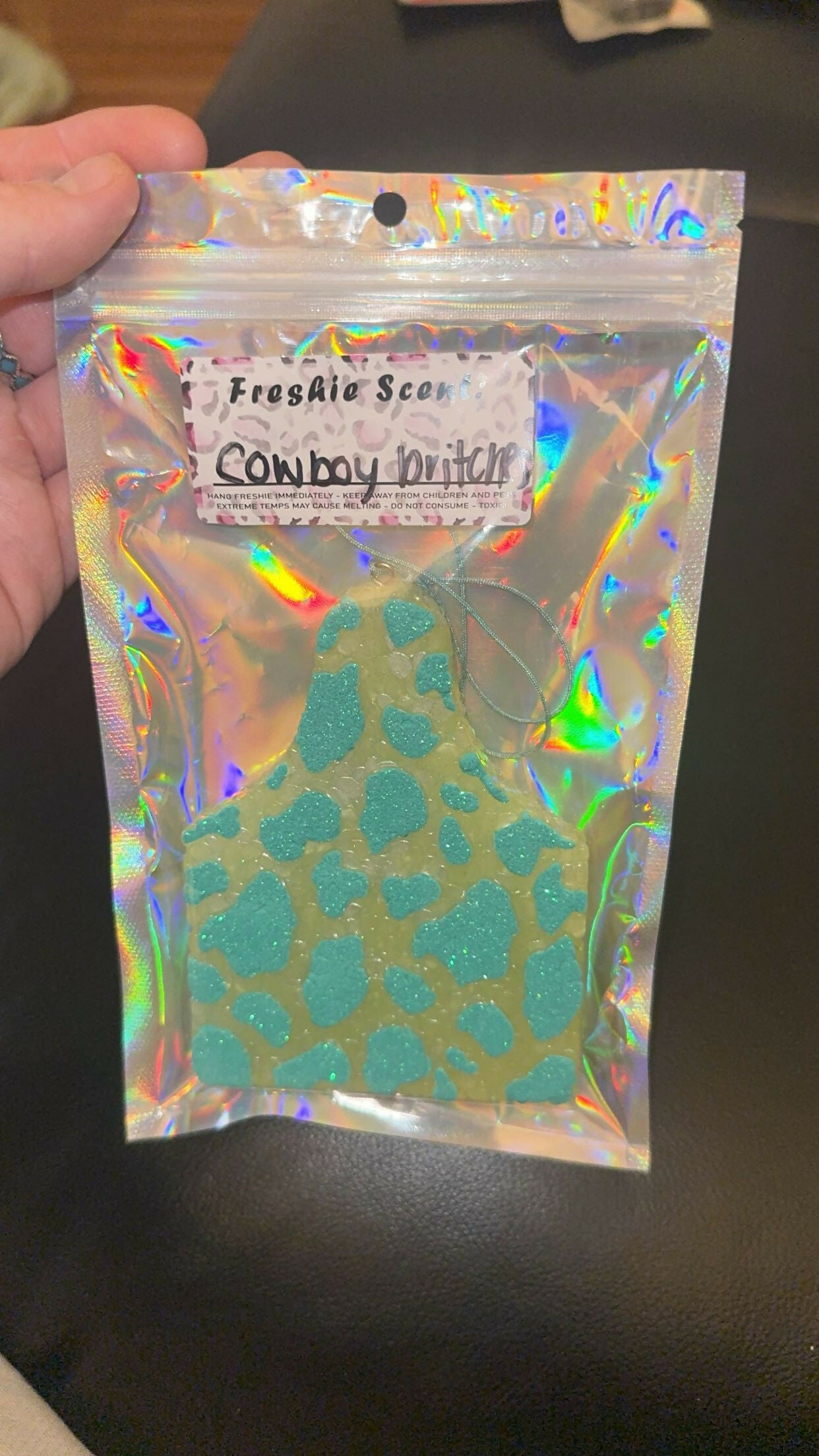 turquoise cow tag