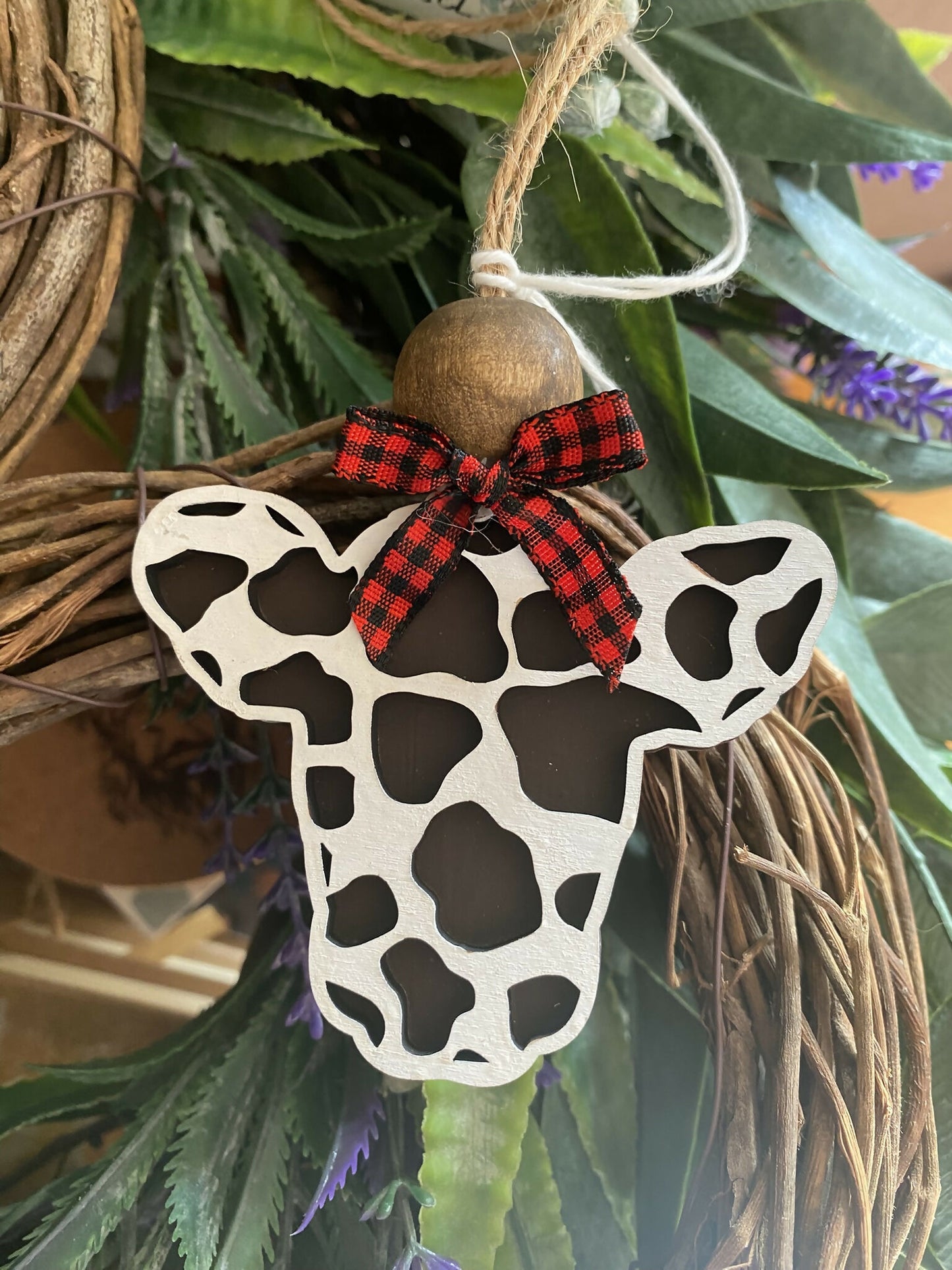 Wooden Cow Car Charm
