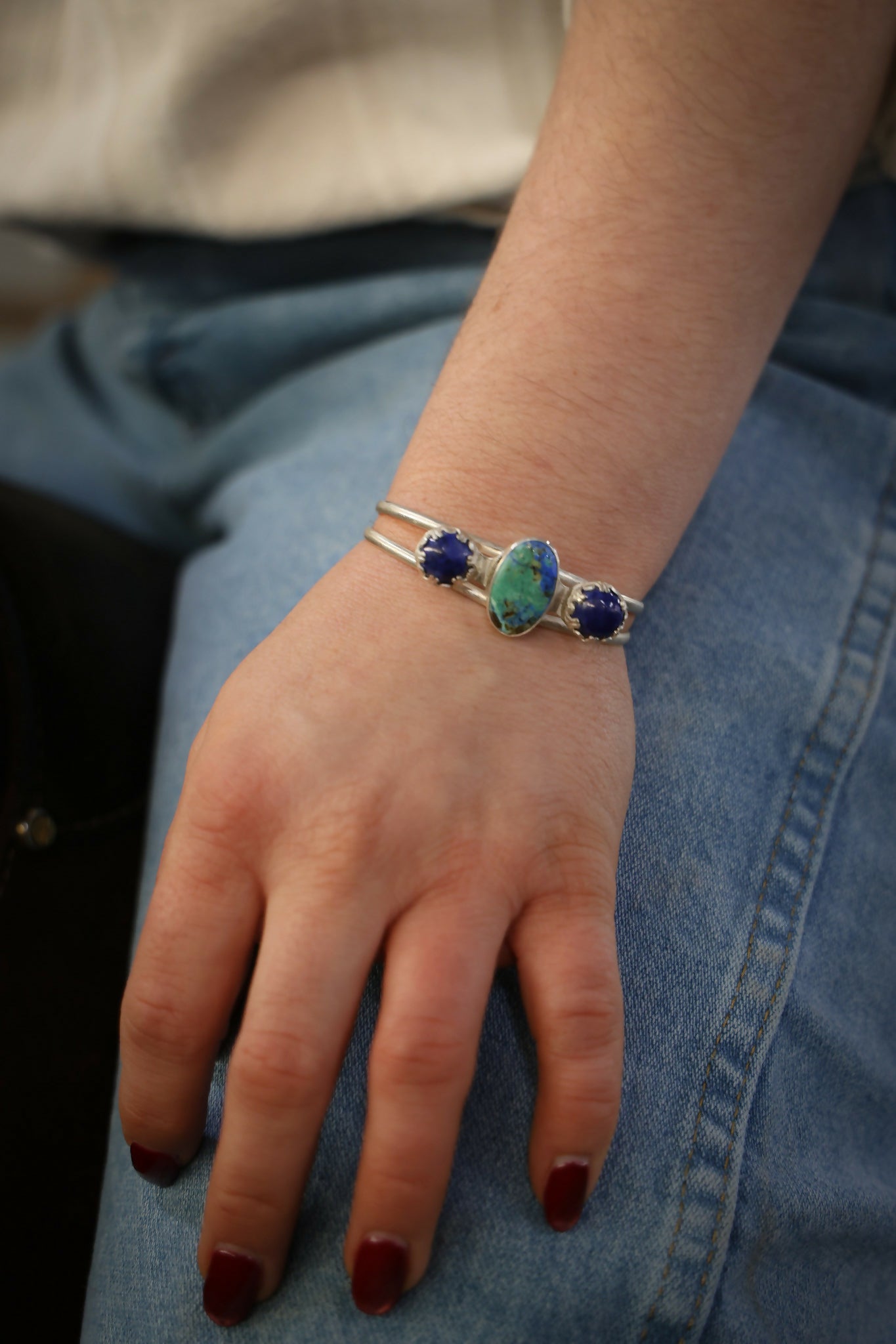 Lapis & Azurite Cuff Bracelet
