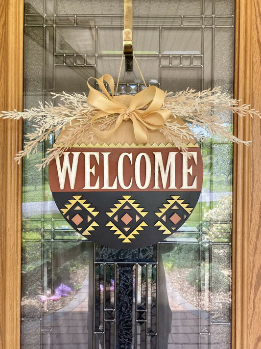 Welcome Western Wooden Door Sign 3D